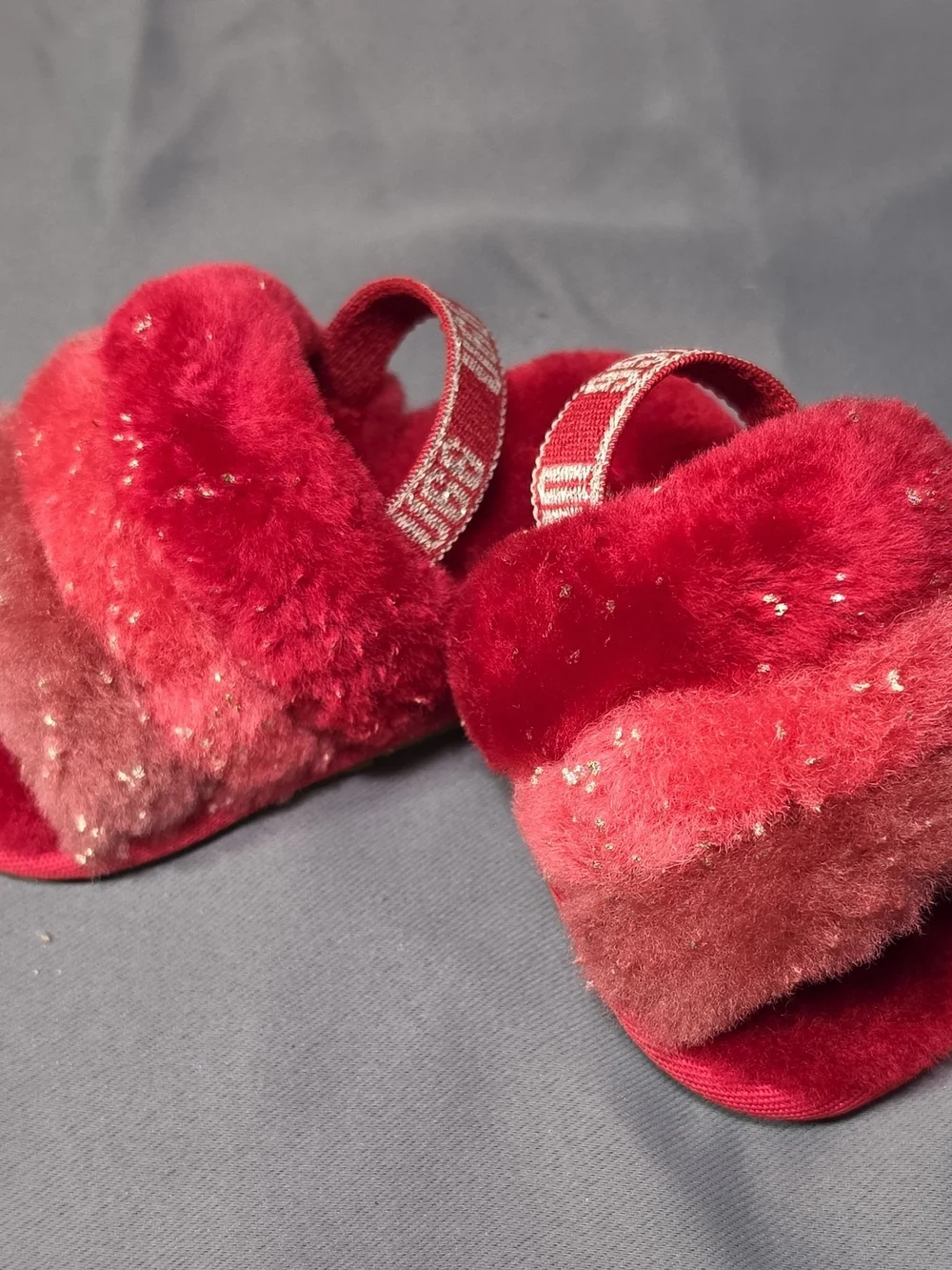 UGG Red Fluff Slide Sandals